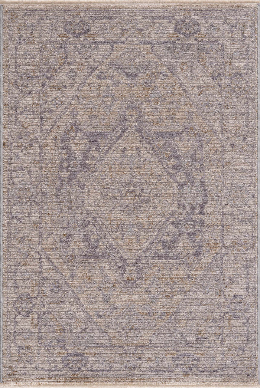 Close-up of the Deena Thick Luxe Area Rug featuring a traditional pattern in brown, charcoal, and gray tones. Design-Rectangle-57