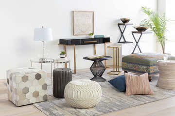 Tubigan Rustic Ribbed Hourglass End Table