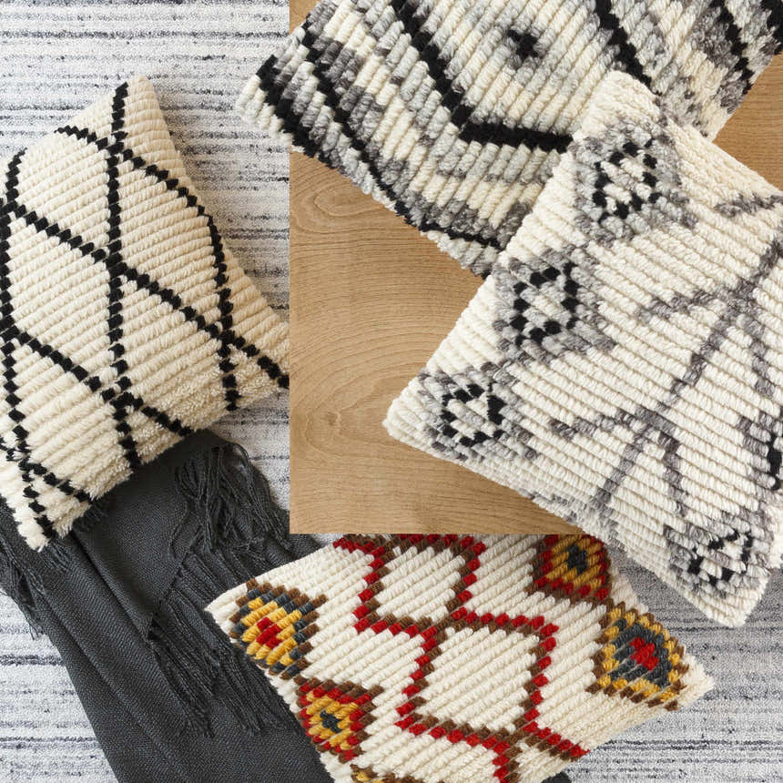 Arrochar Cream Geometric Textured Throw Pillow - Clearance