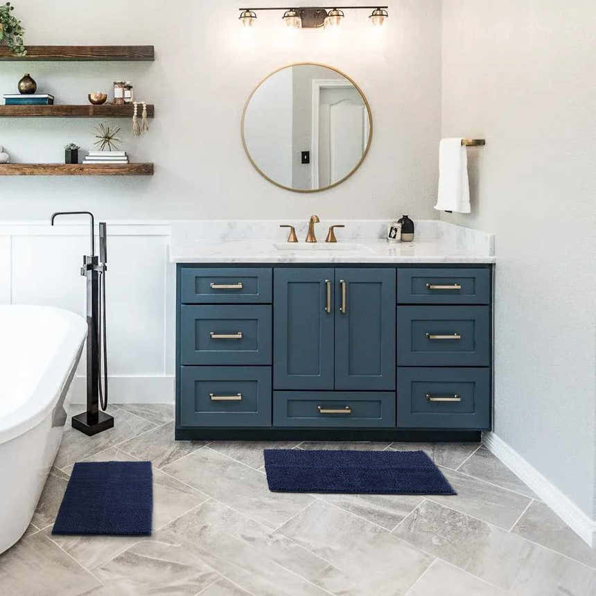 Washable Bath Mat, Navy Blue