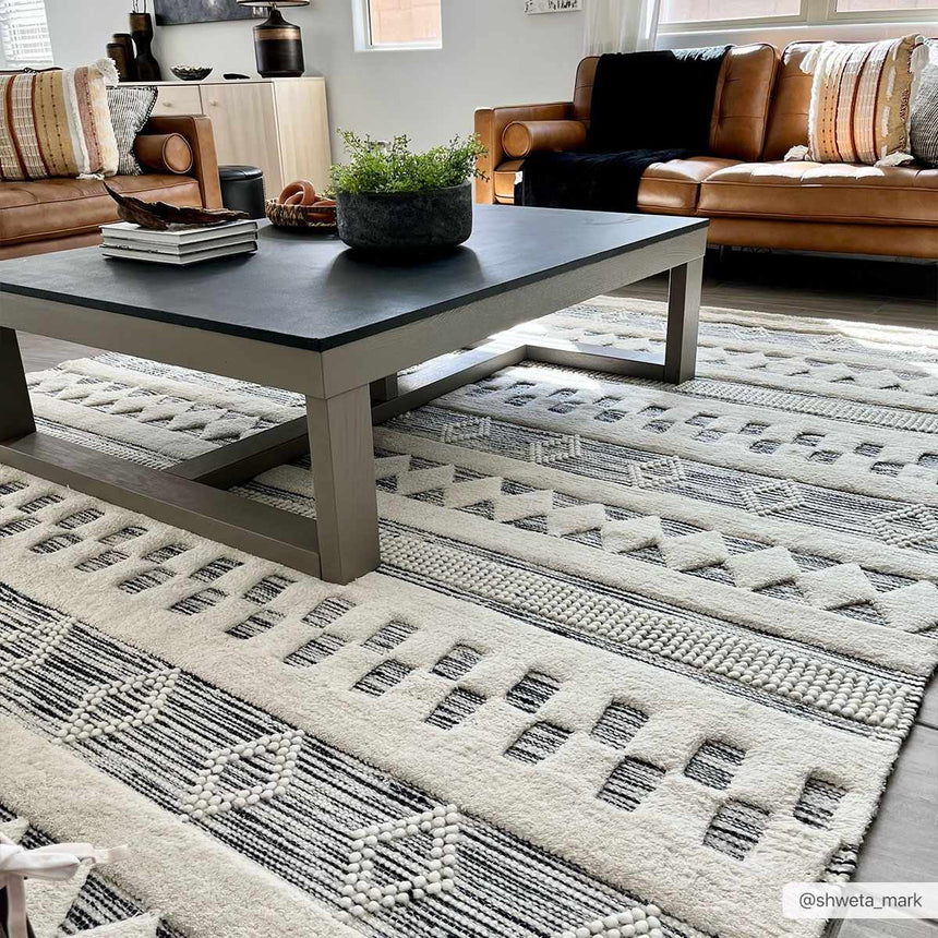 Corry Cream&Black Wool Rug - Clearance