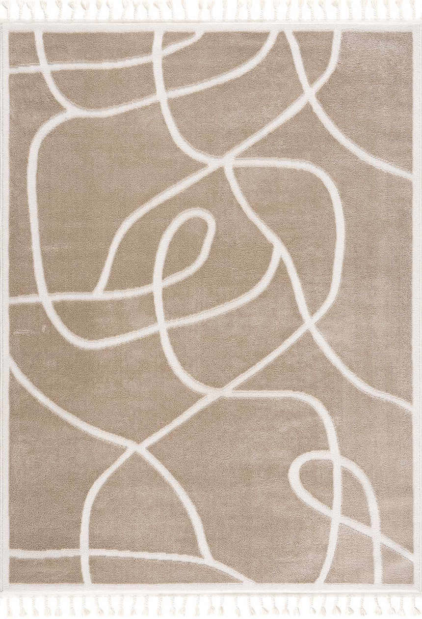 Close-up of the Azana Cream Area Rug, featuring a geometric, abstract design with cream-colored lines on a neutral background. Design-Rectangle-46