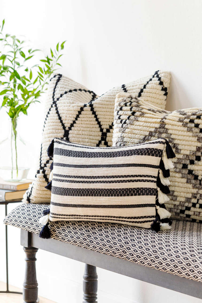 Arrochar Cream Geometric Textured Throw Pillow - Clearance