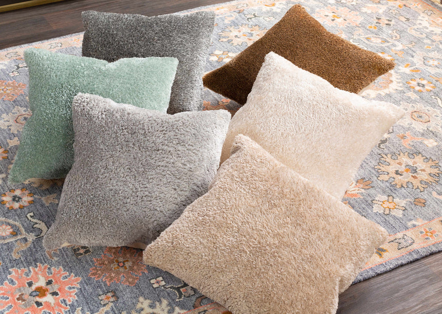 Mertzon Cozy Brown Shag Throw Pillow - Clearance