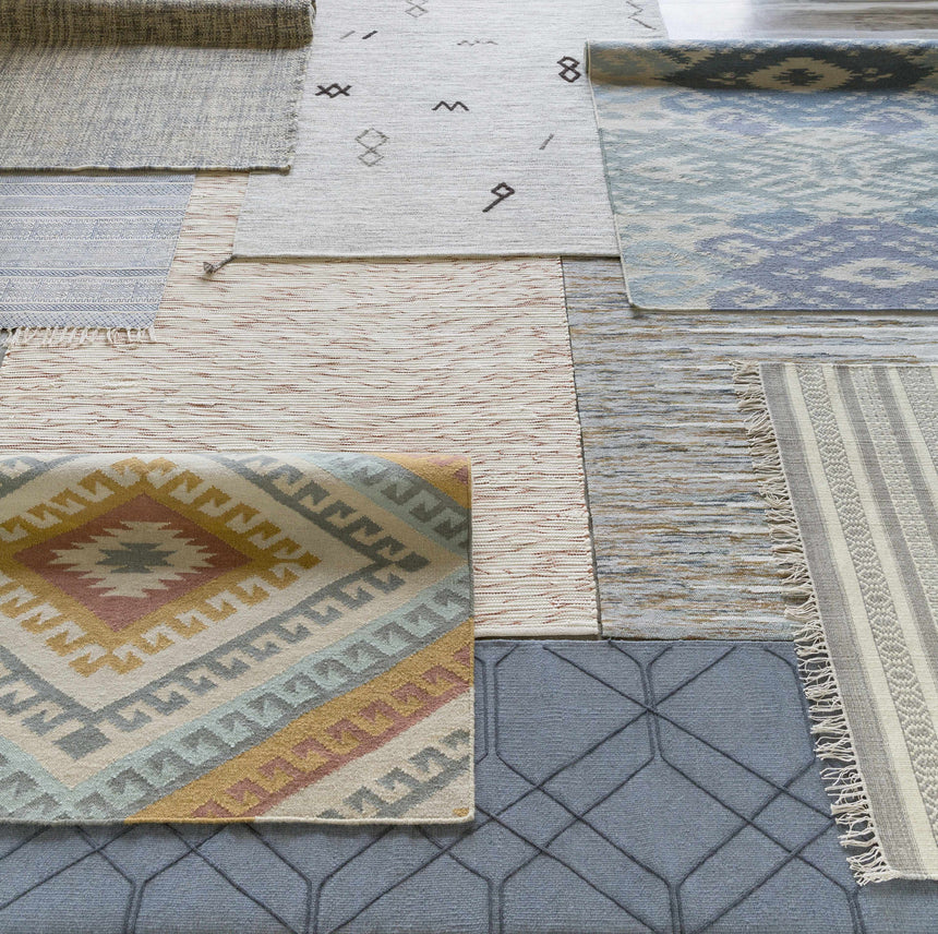 Durbin Indigo/White Cotton Flatweave Clearance Rug - Clearance