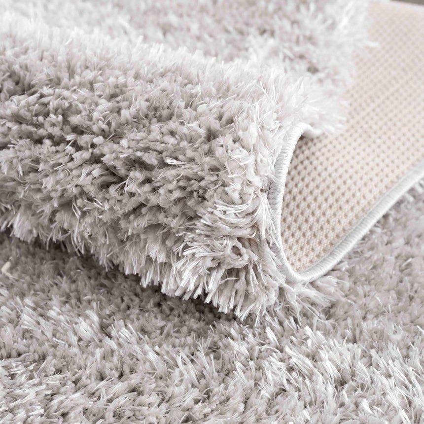 Faina Solid Light Gray Shag Washable Area Rug - Clearance