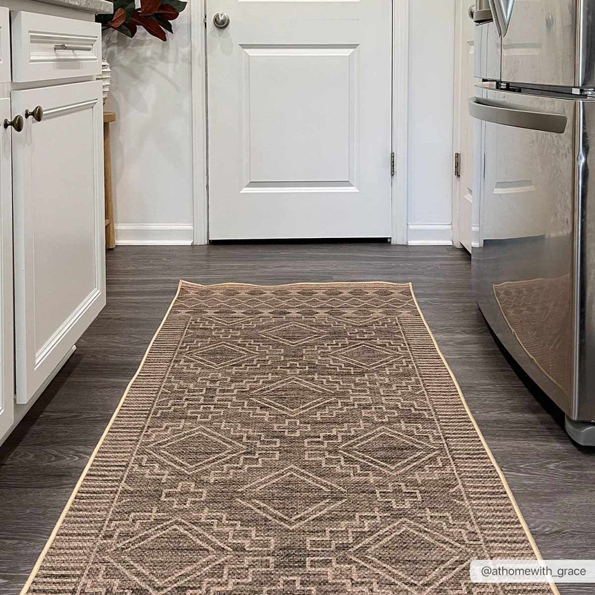 Halle Tan Washable Area Rug - Clearance