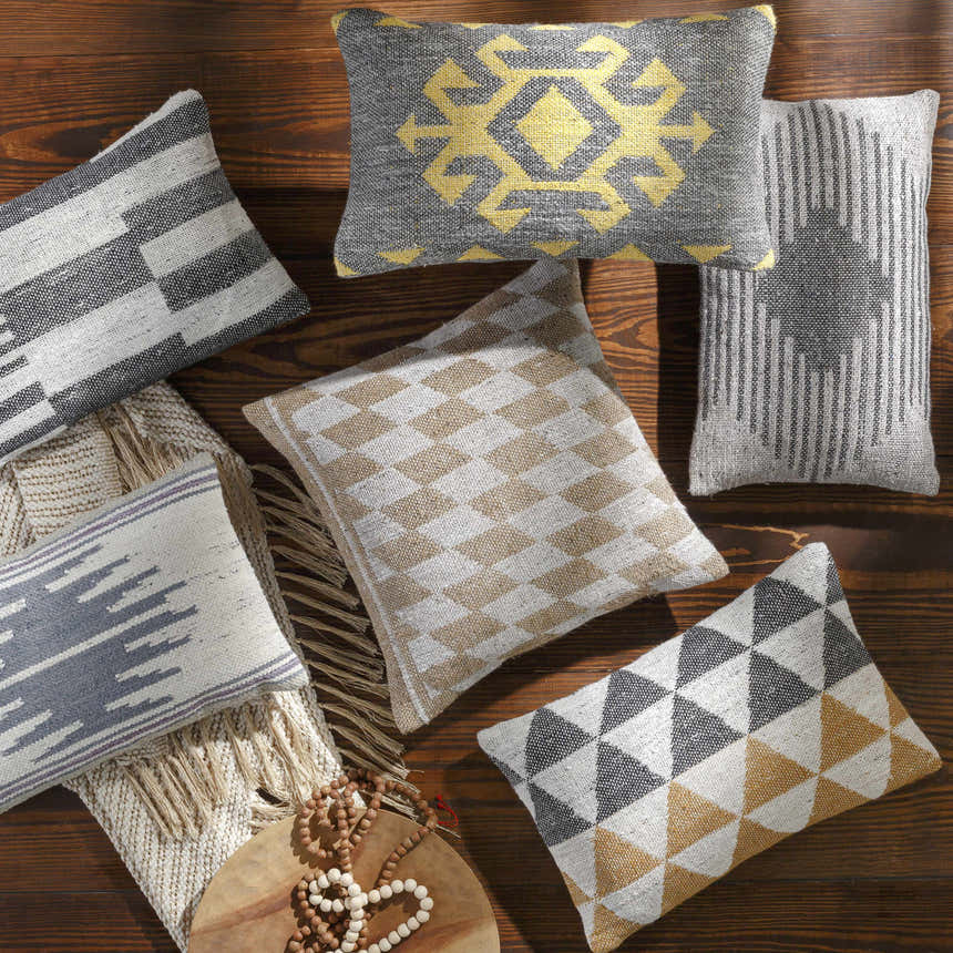 Koronadal Yellow&Grey Geometric Throw Pillow - Clearance