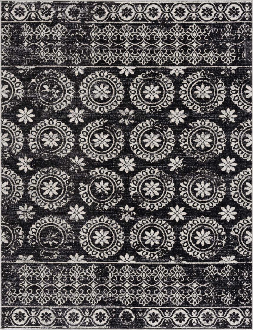 Kahraman Black & White Washable Rug