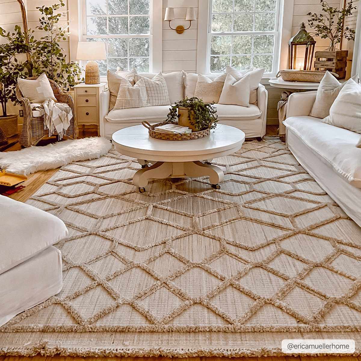 Beige living room rug