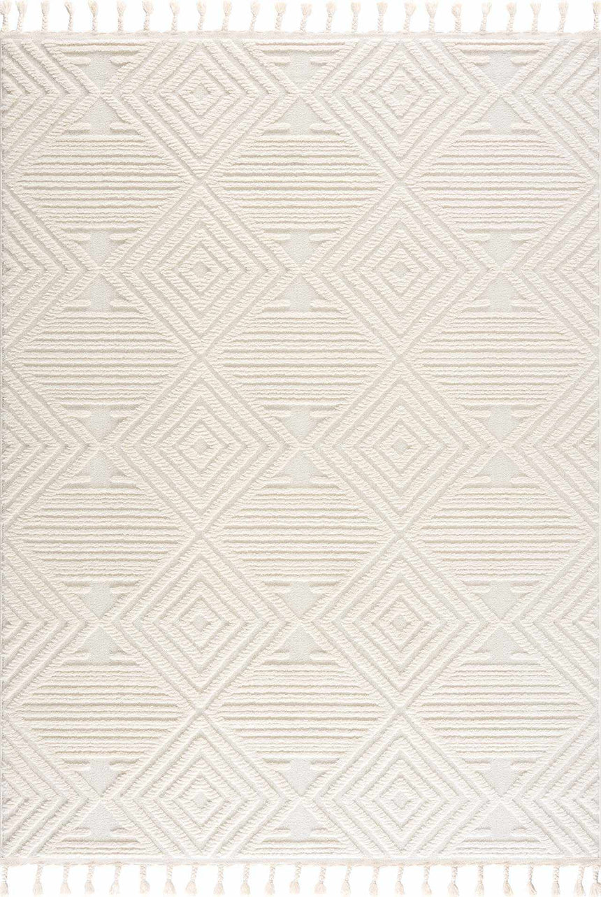 Manyas 3D Bone Area Rug with Tassels