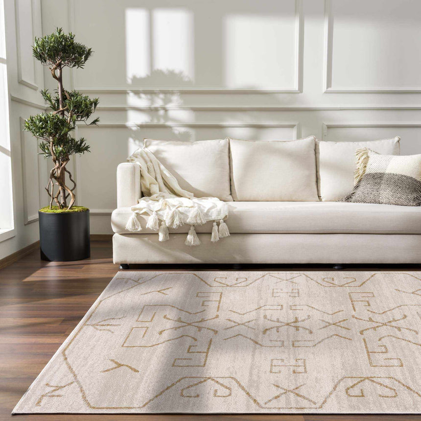 Azzan Cream & Gold Area Rug - Clearance
