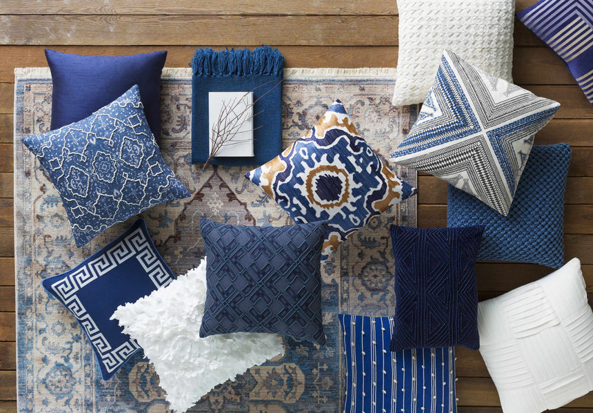 Shelton Navy Square Solid Accent Pillow - Clearance