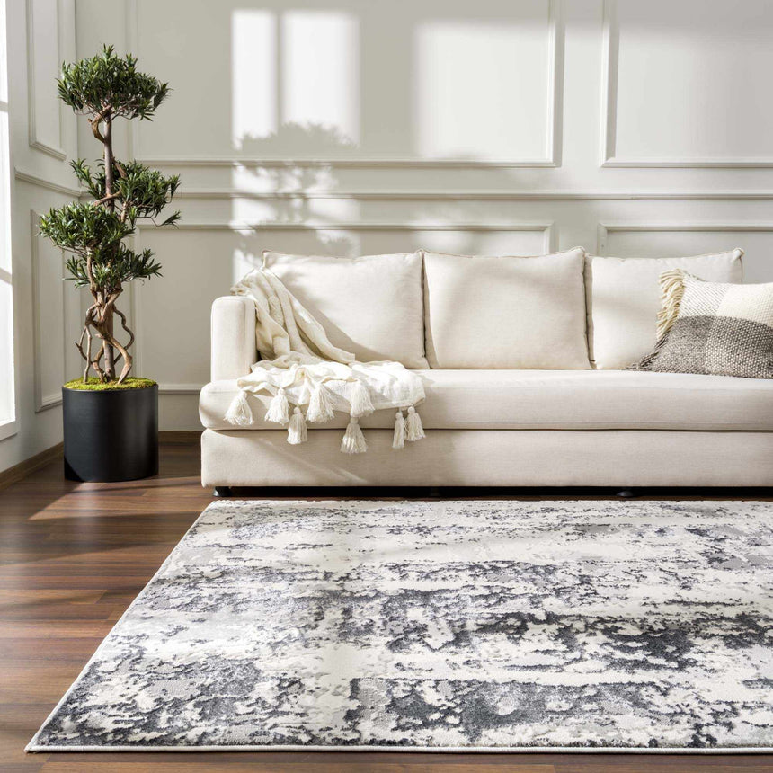 Junko Gray & Blue Marble Area Rug - Clearance