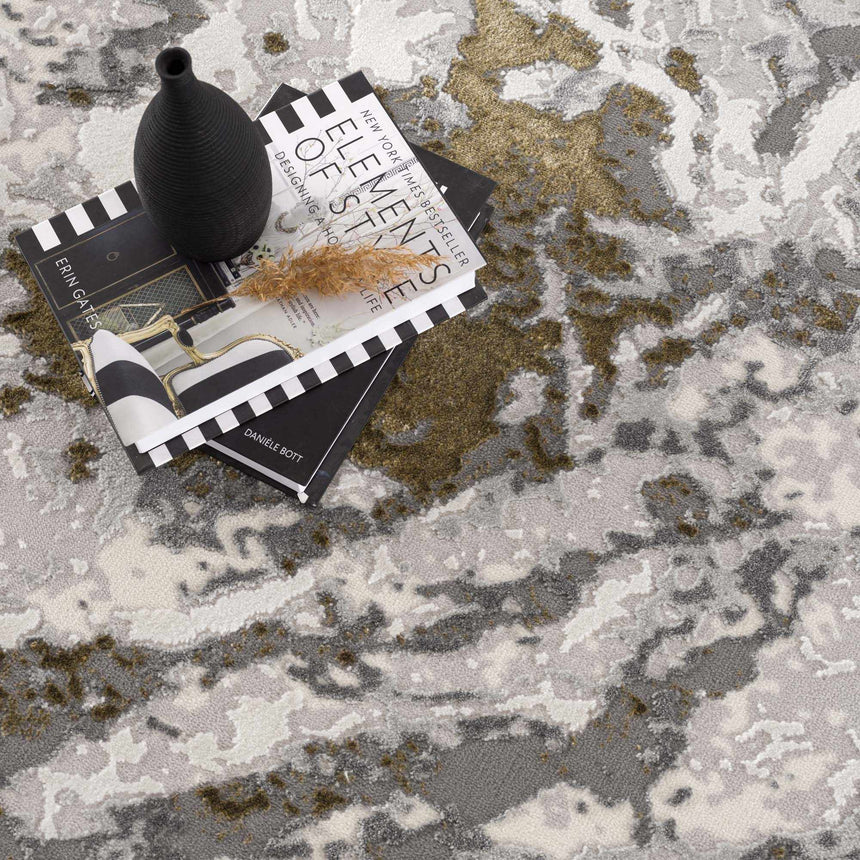 Kaleo Gray & Green Marble Area Rug - Clearance