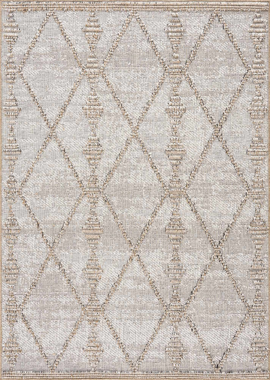 Nyla Bone & Tan Textured Performance Rug - Clearance