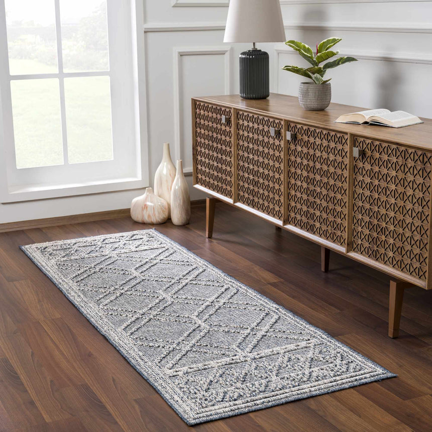 Diah Gray Blue & Bone Area Rug - Clearance