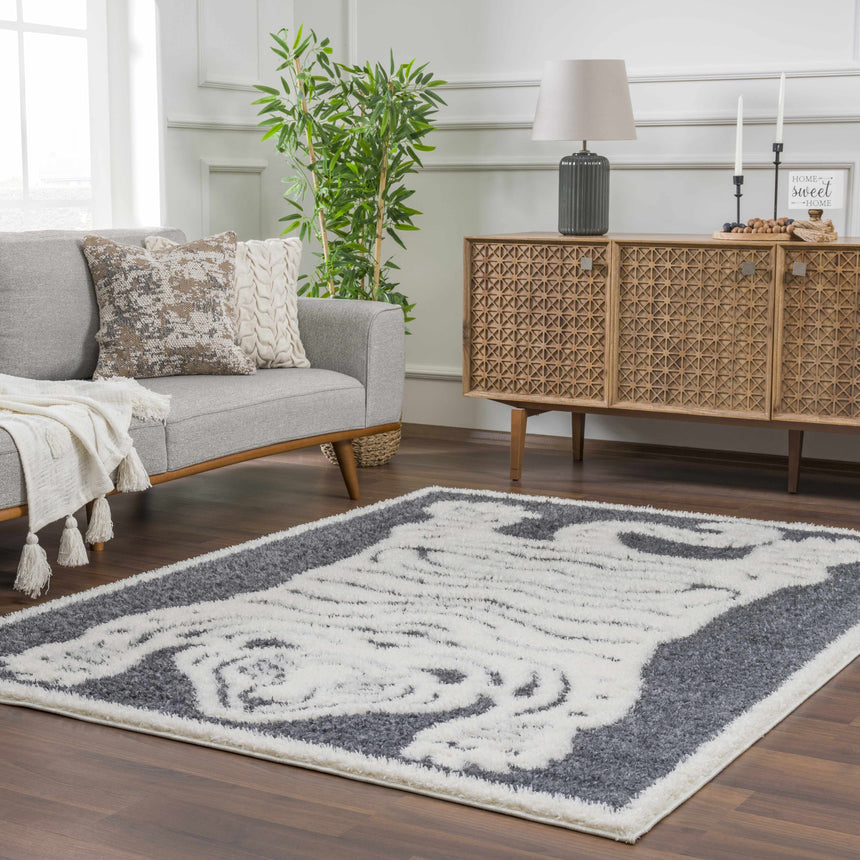 Zane Charcoal Tibetan Tiger Plush Rug