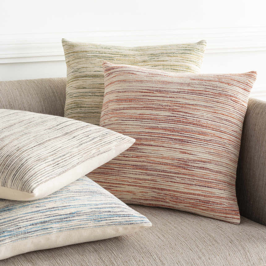Rhyl Neutral Striped Square Throw Pillow - Clearance