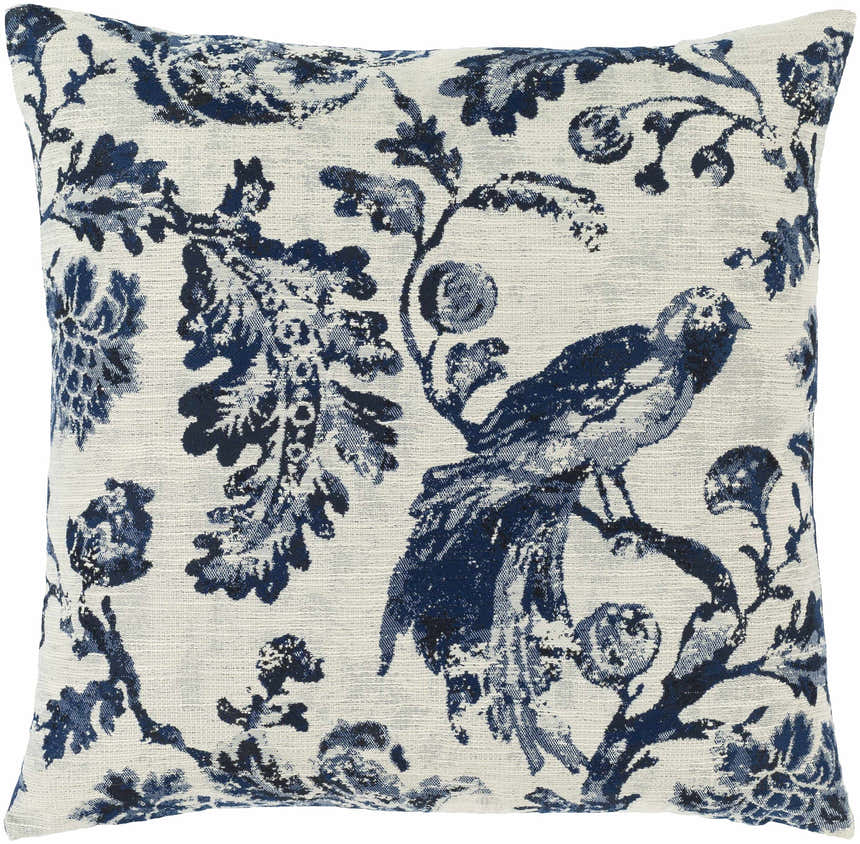 Agricola Navy Floral Bird Throw Pillow - Clearance
