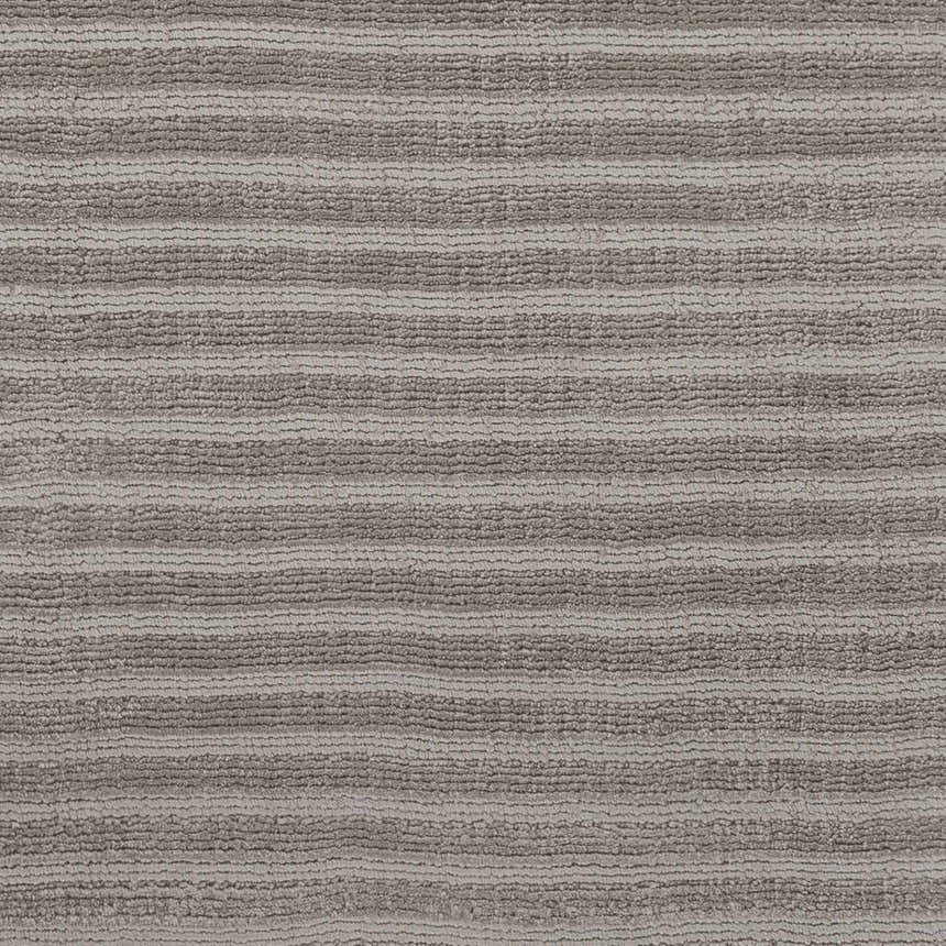 Close-up of the Ahmeek Area Rug showing its medium gray color and subtle, horizontal striped texture. Swatch