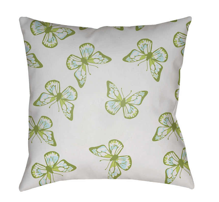 Kids Butterfly Animal Print Decorative Nursery Green Throw Pillow