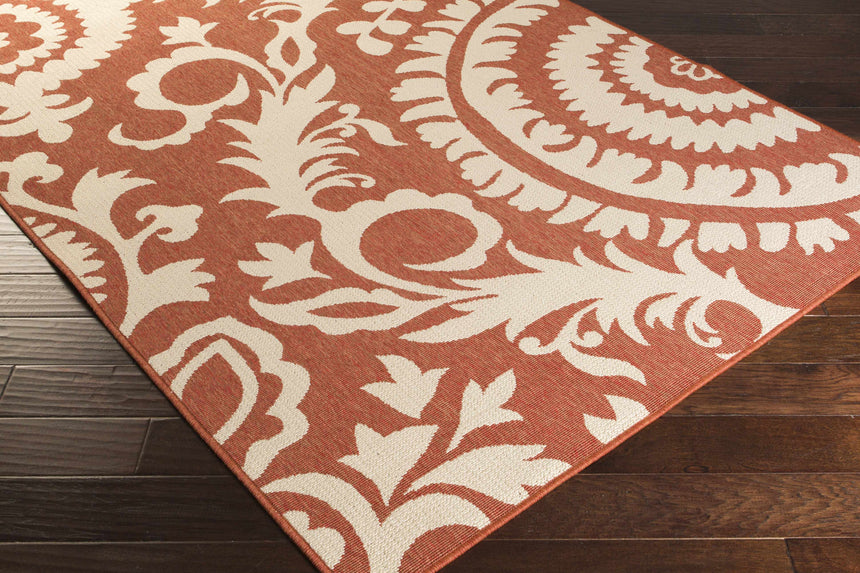 Alburnett Burnt Orange Floral Rug - Clearance