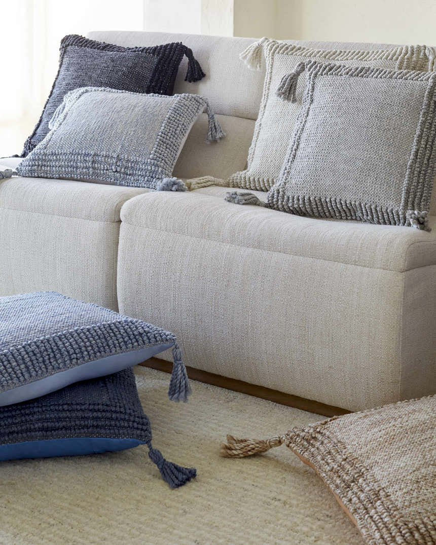 Linex Black Linear Pattern Modern Recycled PET Yarn Outdoor Accent Pillow - Clearance