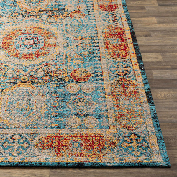 Wrangell Blue/Red Damask Carpet - Clearance