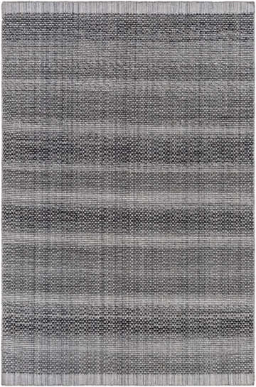 Close-up of the Yong Hand Loomed Gray Indoor & Outdoor Rug, showing its charcoal, light slate, and gray woven texture. Design-Rectangle-576