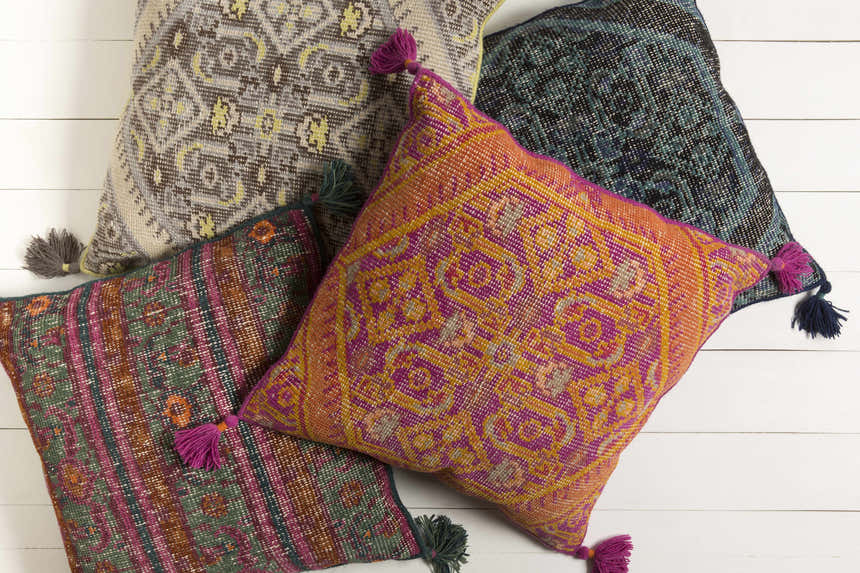 Antlers Purple Bohemian Throw Pillow - Clearance