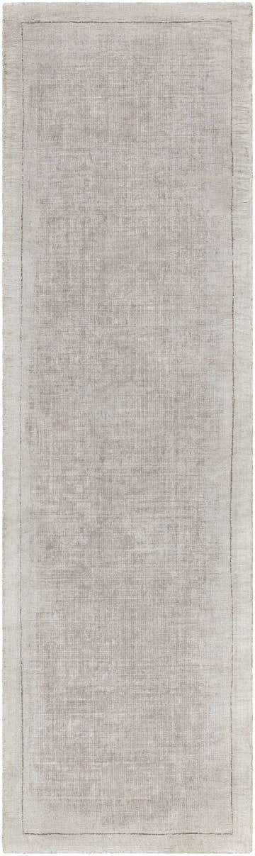 Close-up of the Auchter Soli Taupe Premium Sheer Carpet, featuring a subtle striped pattern and soft, neutral gray color. Design-Runner-38