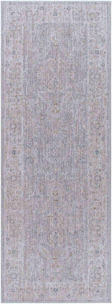 Close-up of the Tahmoor Thick Luxe Area Rug, showcasing its Persian-inspired design in beige, gray, and white hues. Design-Runner-281