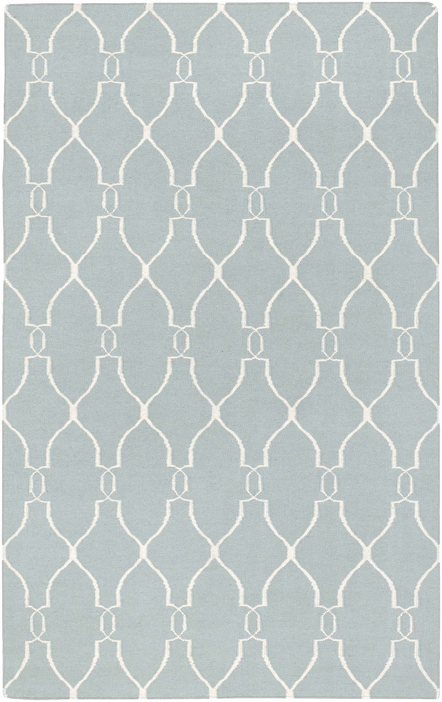 Baconton Blue/Beige Trellis Wool Rug - Clearance
