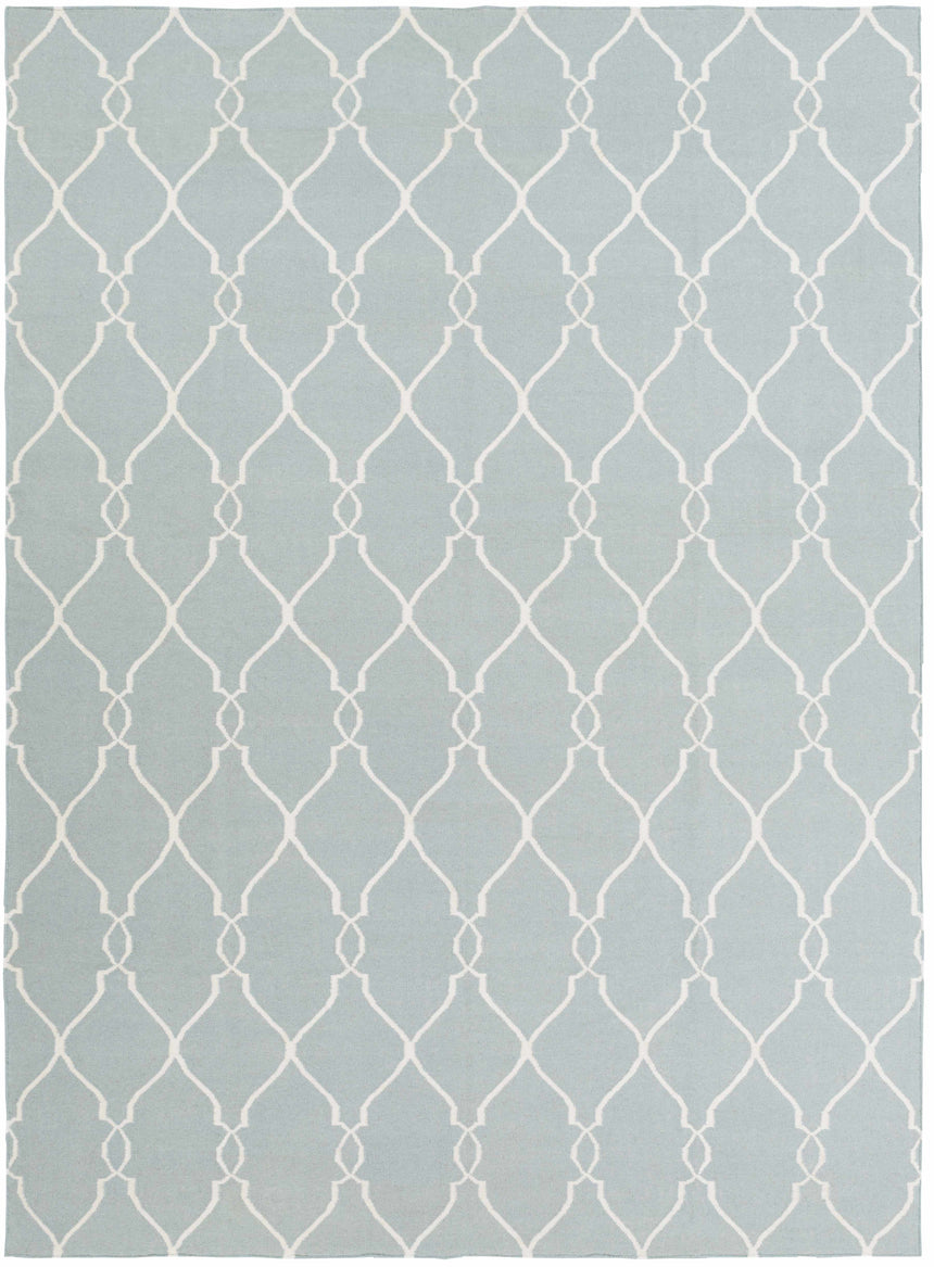 Baconton Blue/Beige Trellis Wool Rug - Clearance