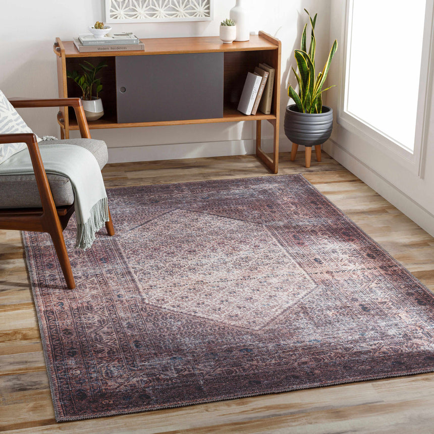 Dusty Pink Bagacay Distressed Washable Area Rug - Clearance