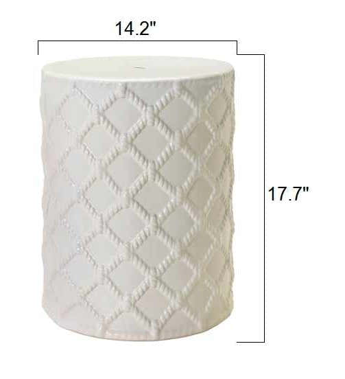 Balagui White Rope Pattern Ceramic Outdoor Stool