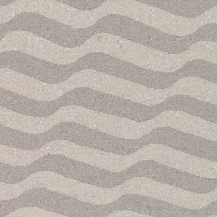 Close-up of the Balsam Area Rug, a hand-woven wool rug in light gray and slate with a contemporary wavy pattern. Swatch