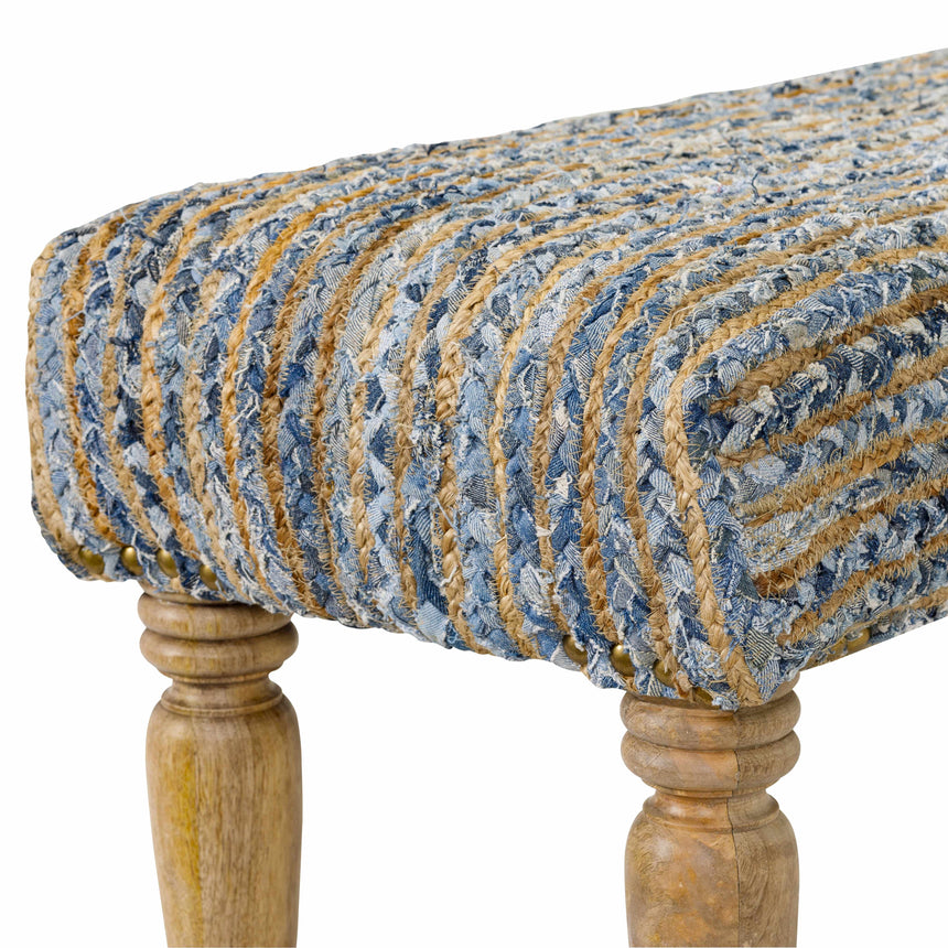 Barongis Blue&Naturak Jute Wood Legs Bench