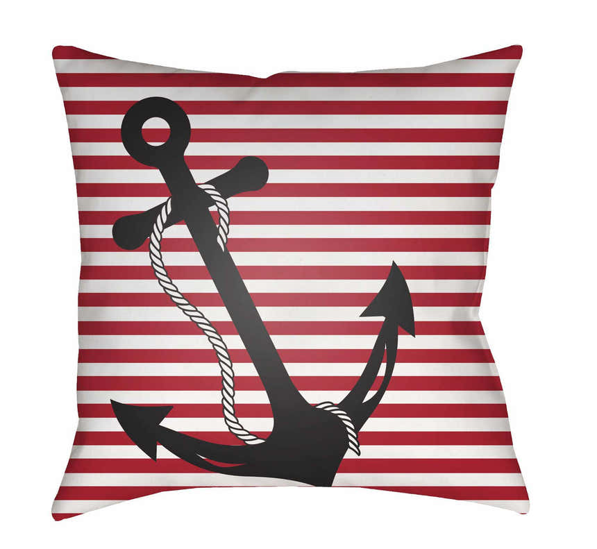 Brick Red Coastal Accent Outdoor Pillow with woven details for sofa bed or accent chair