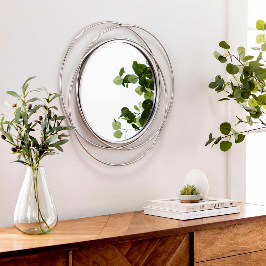 Basay Round Silver Gray Mirror