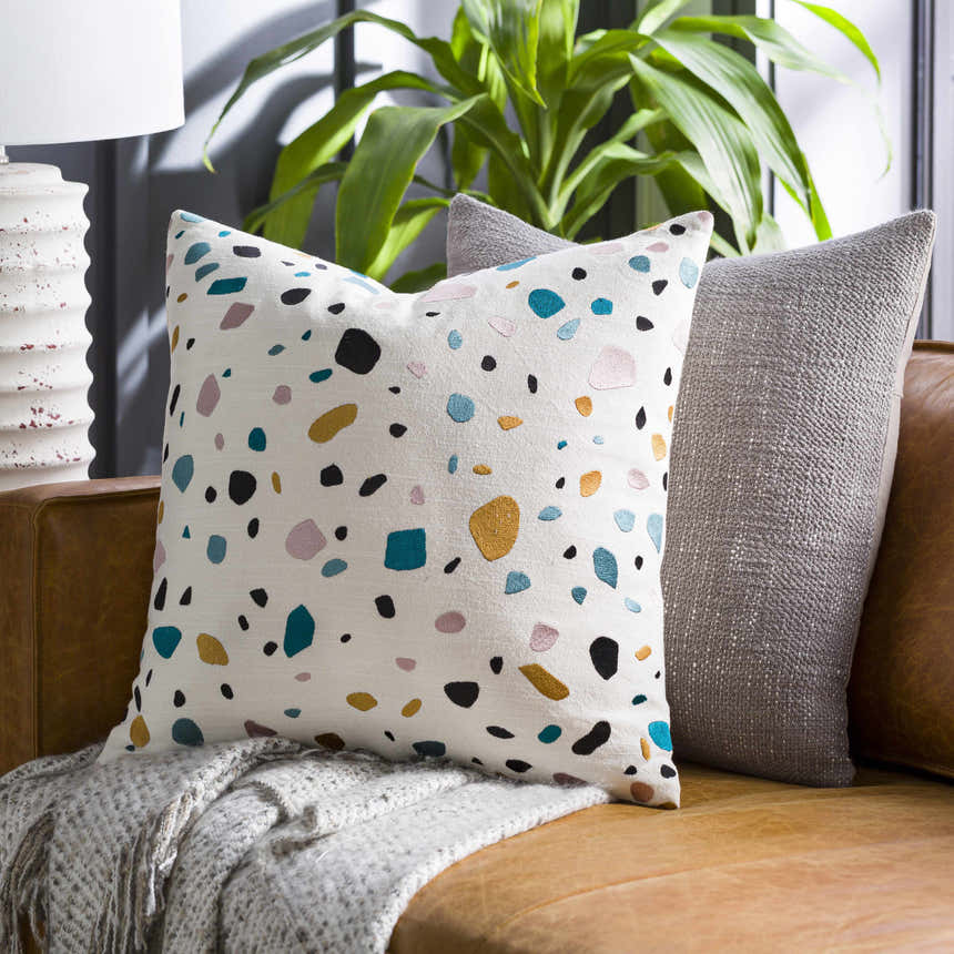 Basista White Terrazzo Pattern Accent Pillow - Clearance