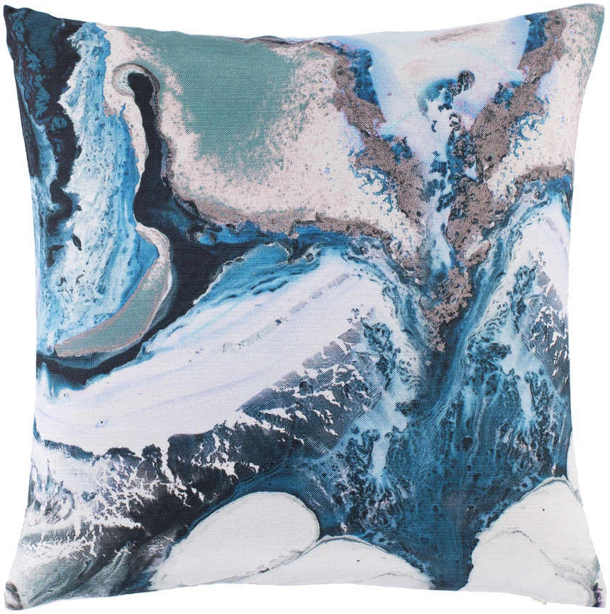 Belyuen Marbled Blue Abstract Throw Pillow - Clearance