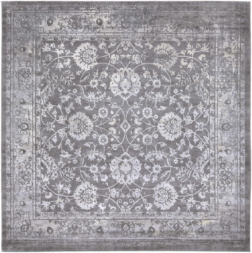 Benavides Gray Updated Traditional Tibetan Rug
