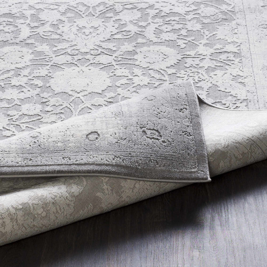 Benavides Gray Updated Traditional Tibetan Rug