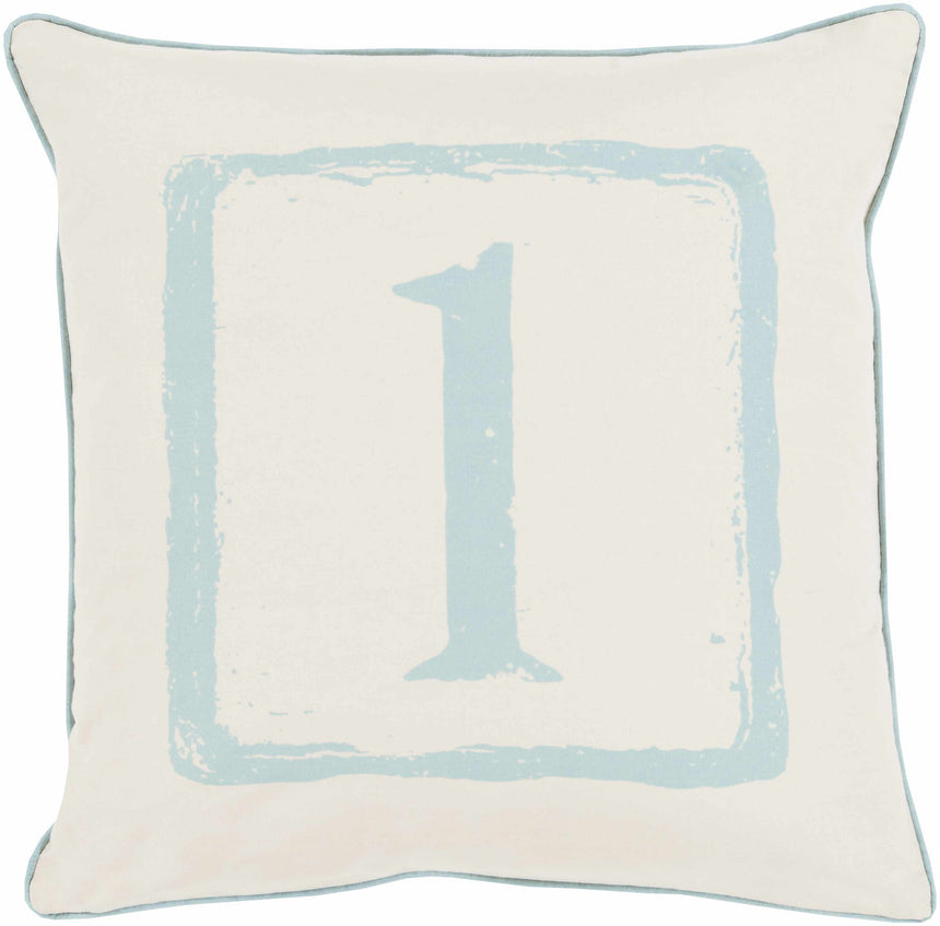 Benalla Pastel Blue Number 1 Throw Pillow - Clearance