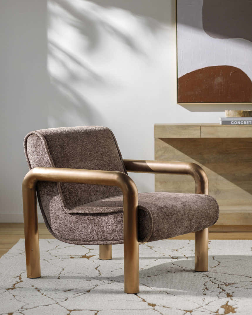 Brezolles Metallic - Brass Accent Chair