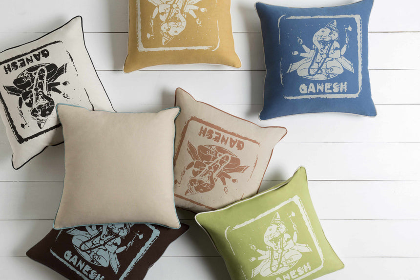 Bass White Ganesh Print Throw Pillow - Clearance
