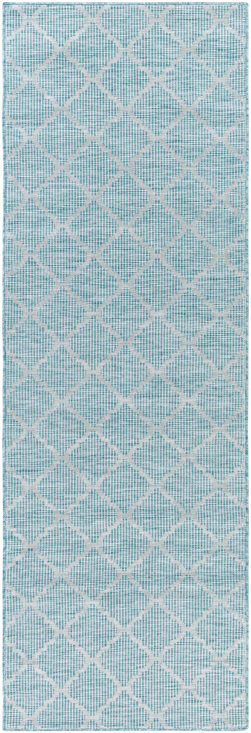 Unique Outdoor Trellis Area Rug, Aquamarine - Clearance