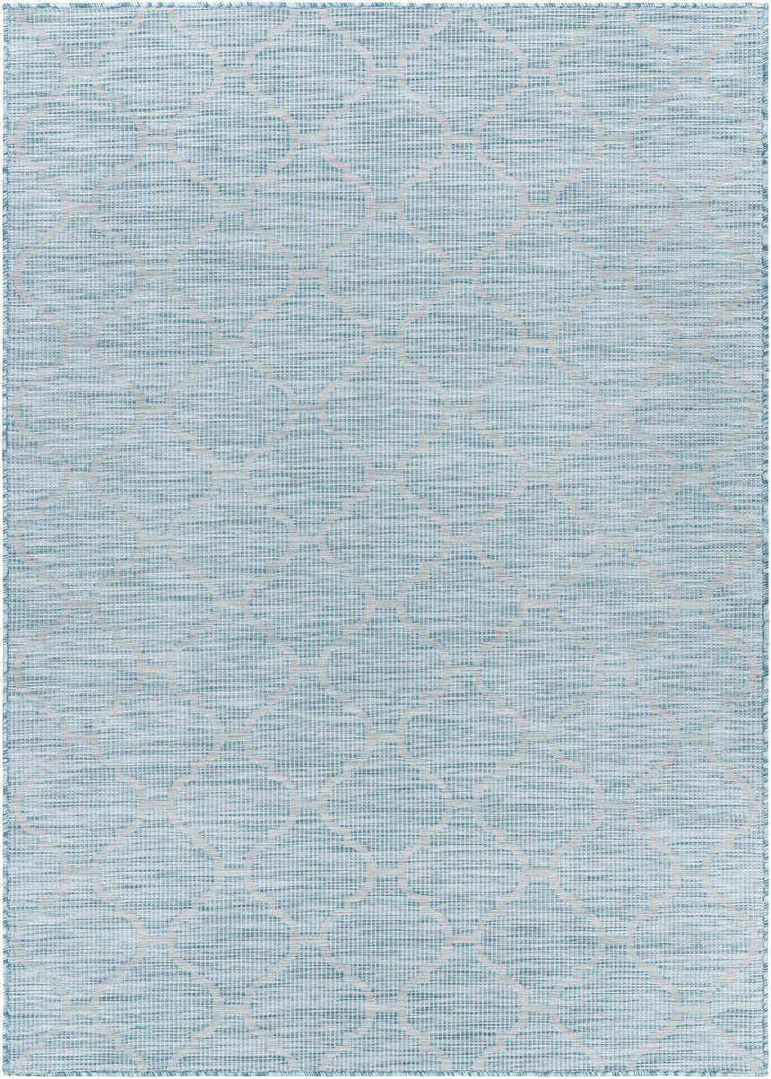 Unique Outdoor Trellis Area Rug, Aquamarine - Clearance